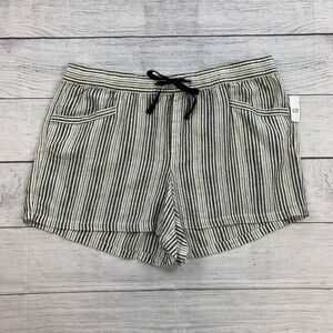 Gap Factory Shorts sz XXL Elastic Waist Striped Black New with Flaw Linen